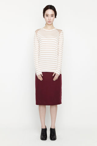 beige Stripe tee
