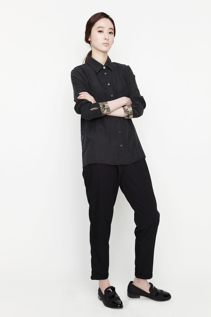 Camo sleeeve Shirt Black by Ryul + Wai
