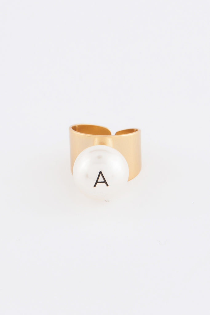 big pearl helvetica ring by Monday Edition