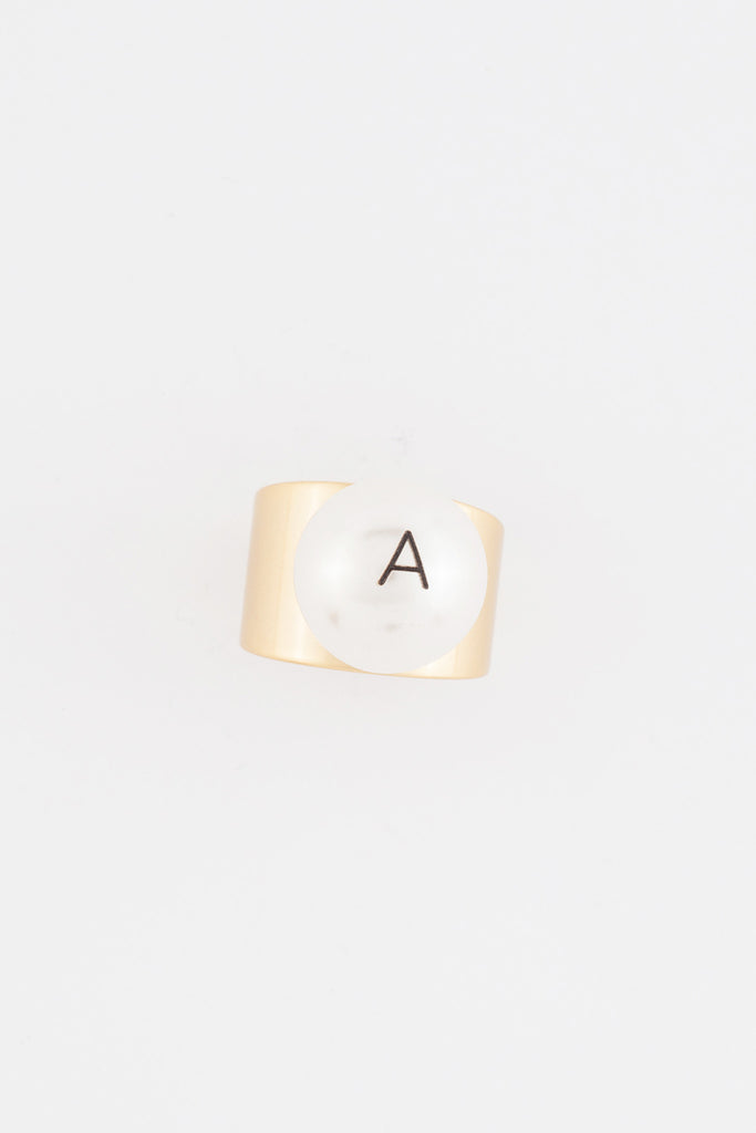 big pearl helvetica ring by Monday Edition