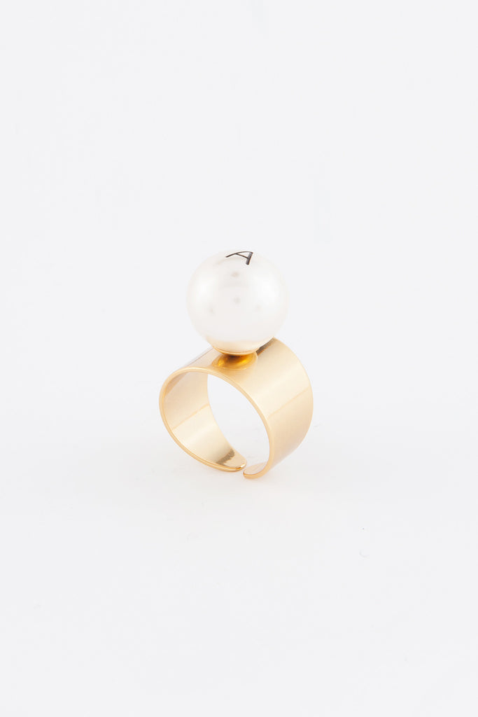 big pearl helvetica ring by Monday Edition