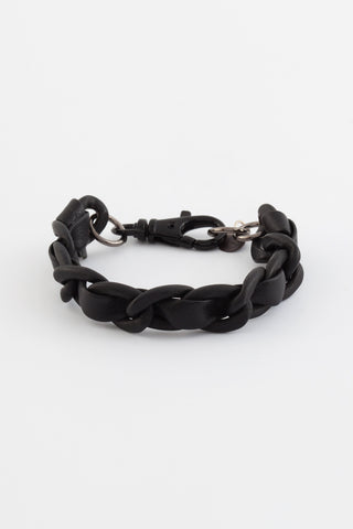 catena black leather bracelet