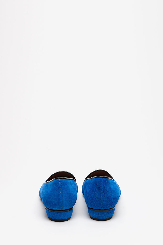 blue loafer with silver toe by LANE.910