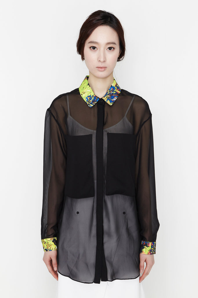 Black See Through Blouse by bë