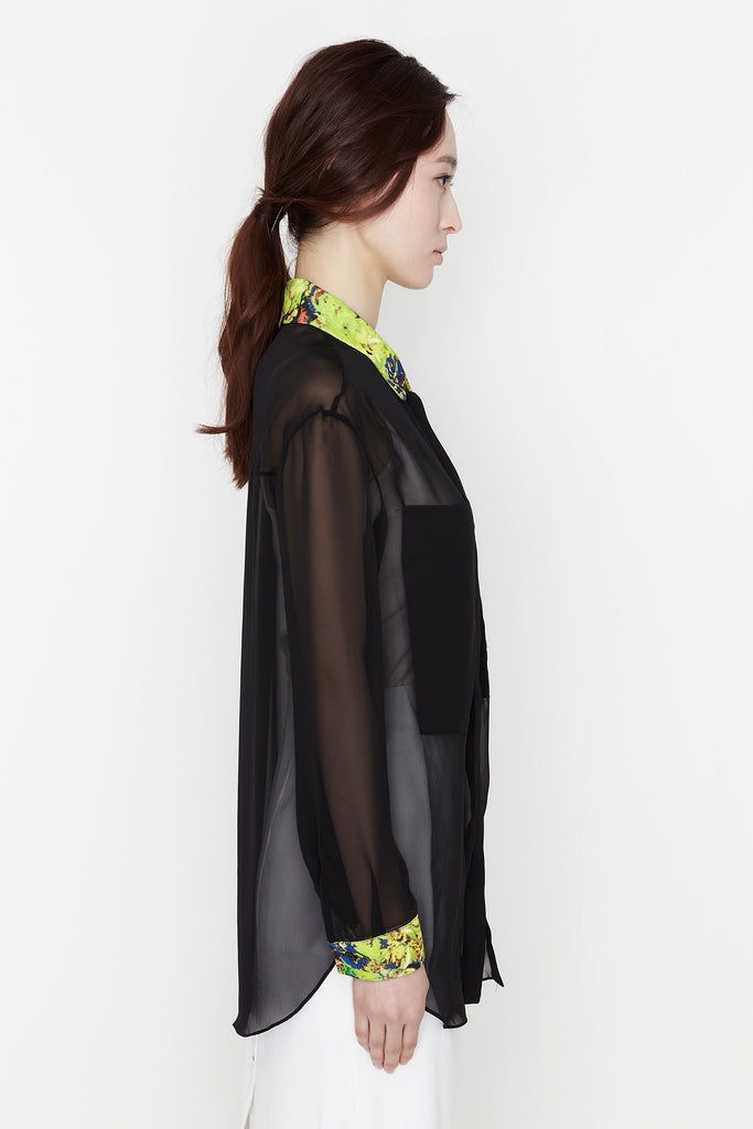 Black See Through Blouse by bë