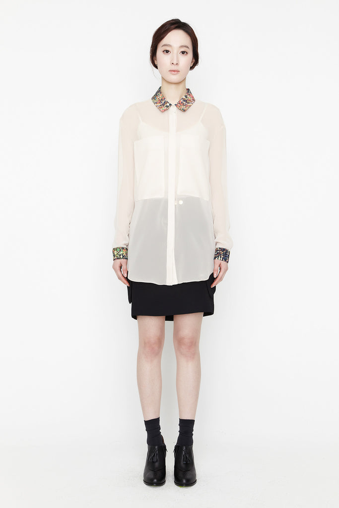 Beige See Through Blouse by bë