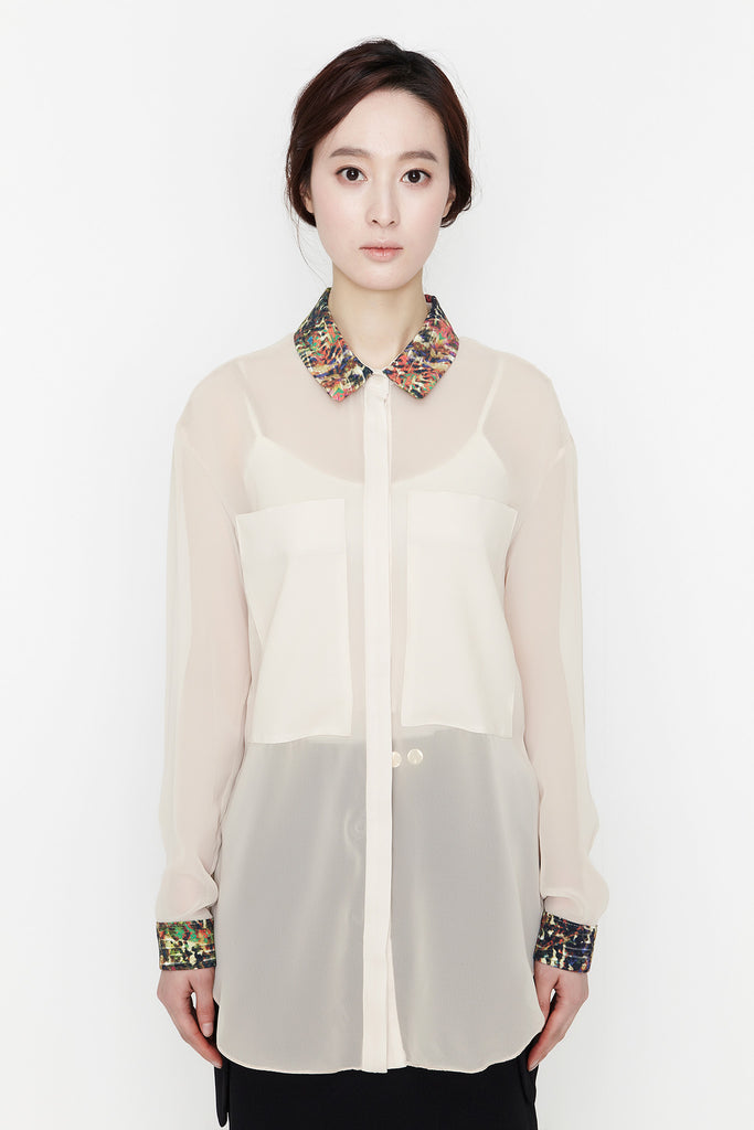 Beige See Through Blouse by bë