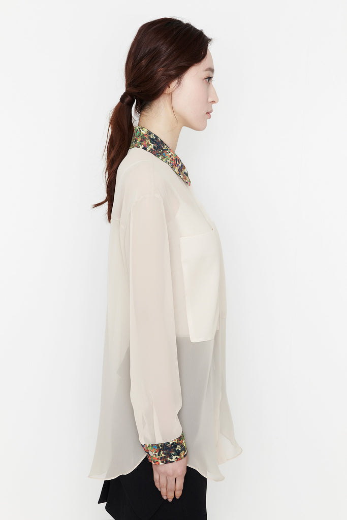 Beige See Through Blouse by bë