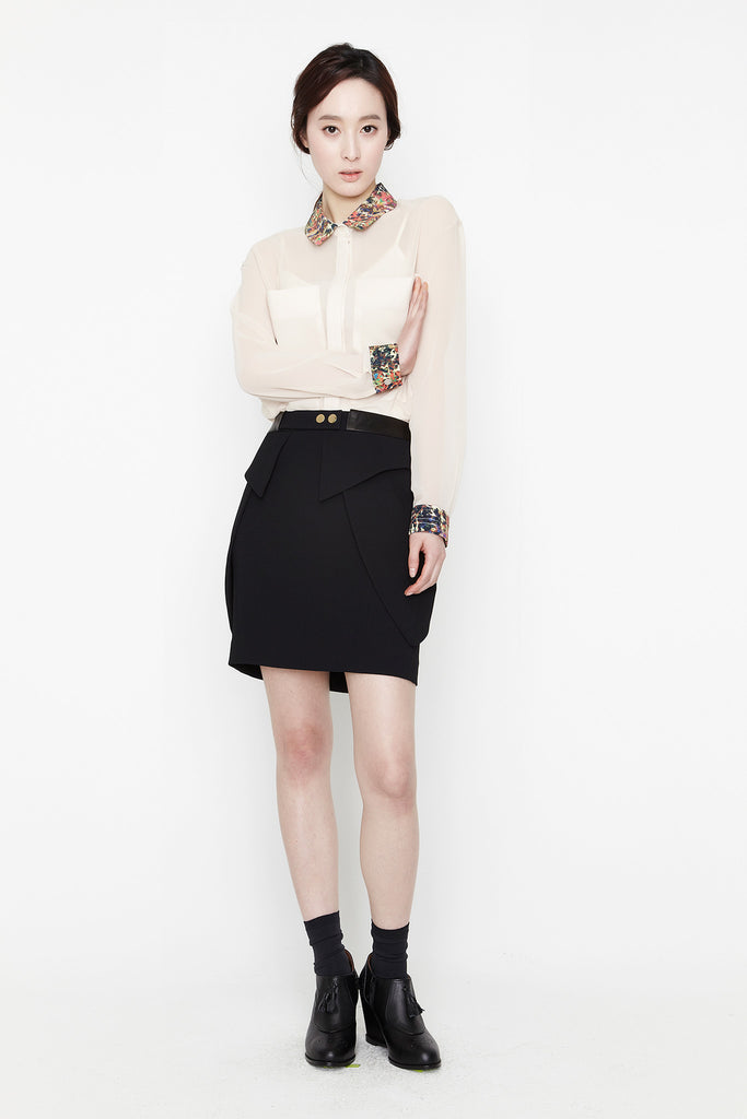 Beige See Through Blouse by bë